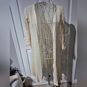 Hollister XS Ivory Knit Open Knit Cardigan